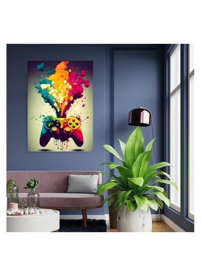 A Wall Art Painting With Canvas Material Stretched On a Wooden Frame, With a Gaming Controller design without Edges, For Youth Rooms, Electronic gaming clubs, And Game Lovers,BIG SIZE 55*35 cm - pzsku/Z817AE22A41D01F44AF5BZ/45/_/1715833803/52f75dda-4572-43b0-a30d-4bb95bfb5625