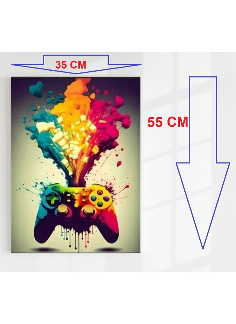 A Wall Art Painting With Canvas Material Stretched On a Wooden Frame, With a Gaming Controller design without Edges, For Youth Rooms, Electronic gaming clubs, And Game Lovers,BIG SIZE 55*35 cm - pzsku/Z817AE22A41D01F44AF5BZ/45/_/1715833804/a9f86540-27f9-4372-b906-16d99d7deb03