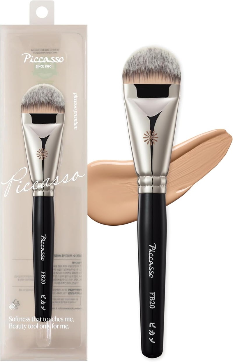 Piccasso FB20 Foundation Brush – Flat Makeup Brush for Liquid & Cream Foundation, Soft Synthetic Bristles for Seamless and High-Coverage Face Makeup, Professional Korean Beauty Tool for Daily Use - Image 1
