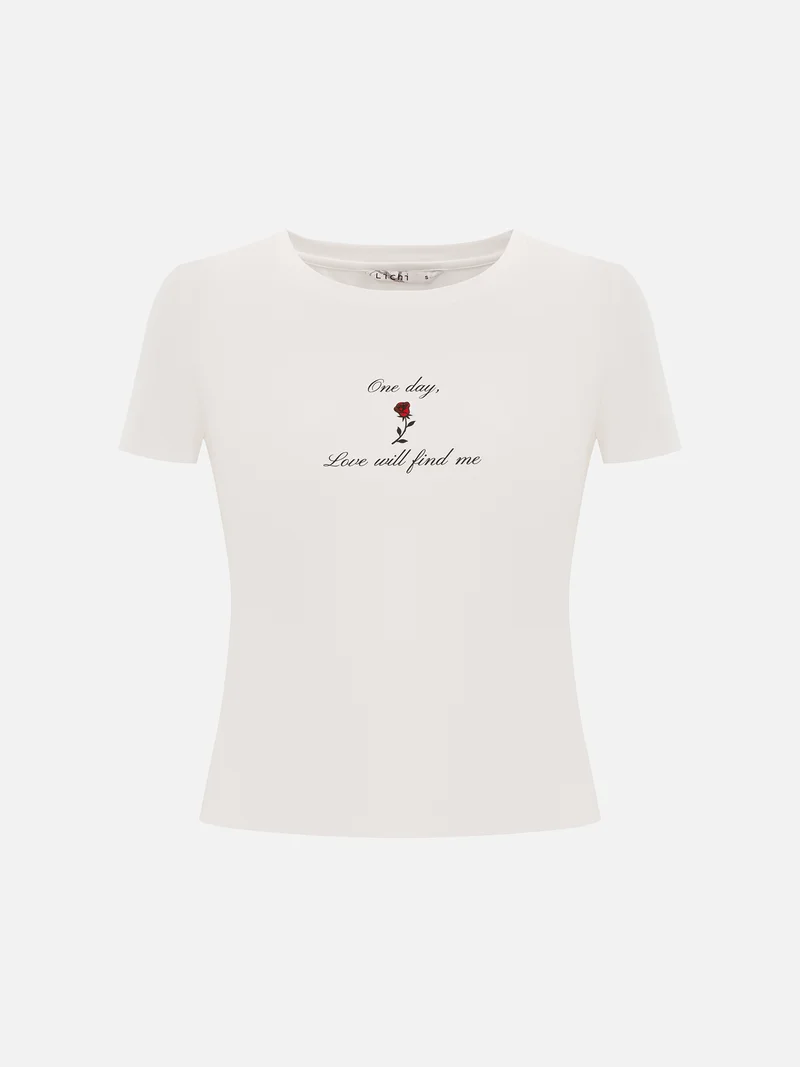 ليتشي تي شيرت مستقيم كثيف مع حروف