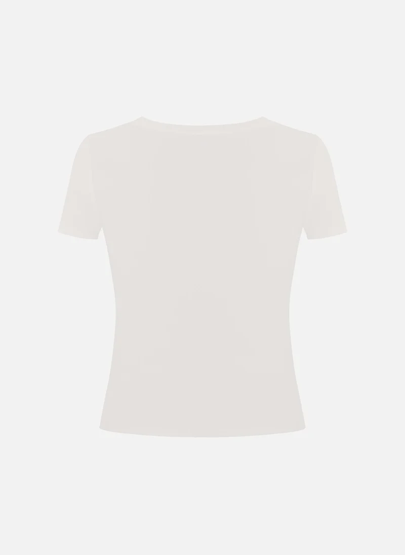Lichi  Straight dense t-shirt with lettering for Women | Best Price UAE