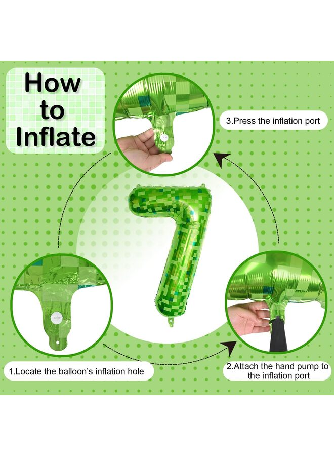 LAMAY 40 Inch Green Pixel Number Balloon, Dark Kelly Green Foil Six Balloon for Birthday Party, Video Game Theme Decorations, Self-Sealing Mylar Balloon for Forest Golf St Patrick's Day (7) - Image 2