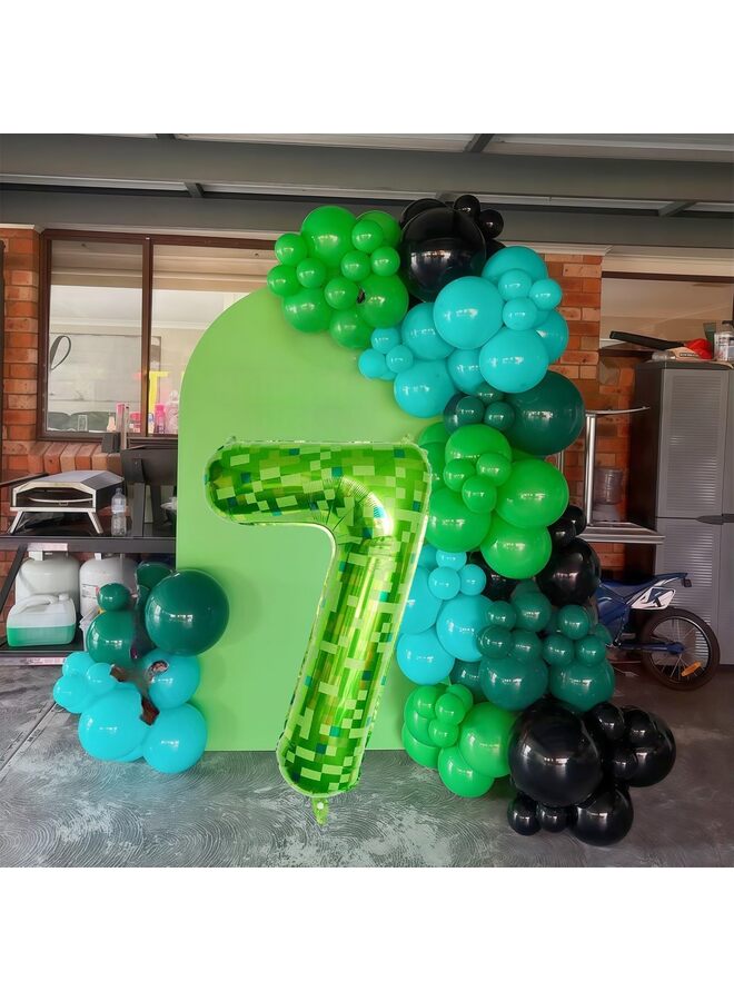 LAMAY 40 Inch Green Pixel Number Balloon, Dark Kelly Green Foil Six Balloon for Birthday Party, Video Game Theme Decorations, Self-Sealing Mylar Balloon for Forest Golf St Patrick's Day (7) - Image 4