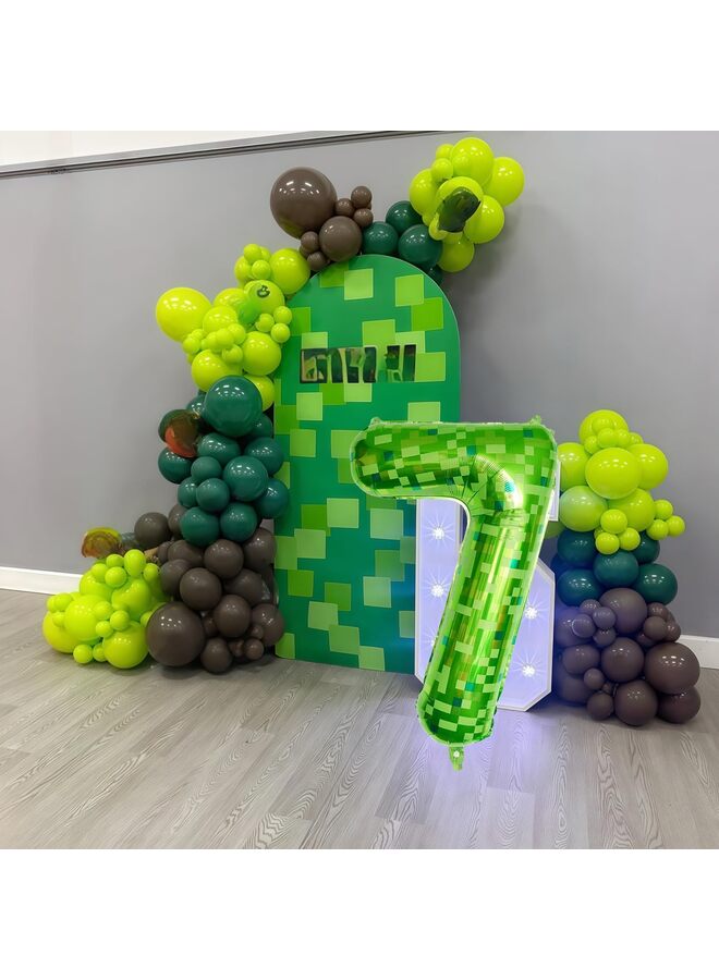 LAMAY 40 Inch Green Pixel Number Balloon, Dark Kelly Green Foil Six Balloon for Birthday Party, Video Game Theme Decorations, Self-Sealing Mylar Balloon for Forest Golf St Patrick's Day (7) - Image 5