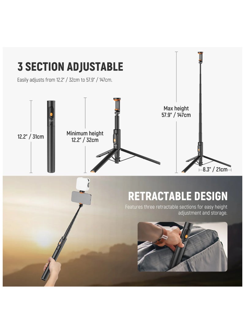 NEEWER BASICS PA992 Quick Release Selfie Stick Tripod for Smartphones – Lightweight, Extendable, Portable - Image 2