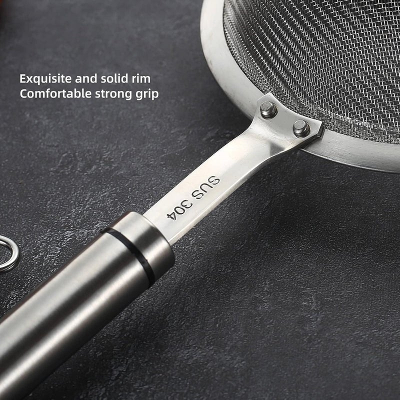 SUNWUKIN 304 Stainless Steel Fine Mesh Strainers for Kitchen, Colander-Skimmer with Handle, Sieve Sifters for Food, Tea, Rice, Oil, Noodles, Fruits, Vegetable - Image 5