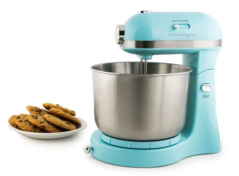 Nostalgia Classic Retro Professional 3.5 Qt Stand Mixer with Tilt Head and Stainless Steel Bowl, Six-Speed, Includes Dough Hooks and Beaters, Aqua - Image 1