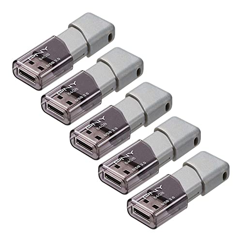 PNY 64GB Turbo Attaché 3 USB 3.0 Flash Drive, Silver (Pack of 5) - Image 2