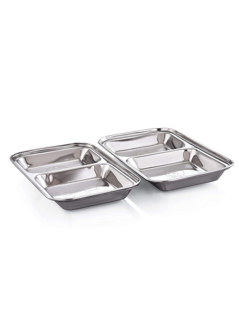 Expresso Expresso Stainless Steel | Cartoon Design | Rectangle Shape Dinner Plate with 2 Sections Divided Mess Trays for Kids Lunch, Camping & Every Day Use Kitchenware, Set of 2 Pcs  - Image 4