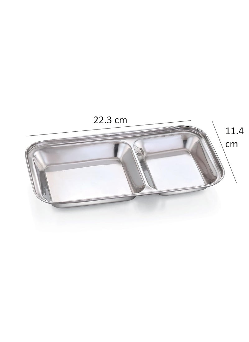 Expresso Expresso Stainless Steel | Cartoon Design | Rectangle Shape Dinner Plate with 2 Sections Divided Mess Trays for Kids Lunch, Camping & Every Day Use Kitchenware, Set of 2 Pcs  - Image 5