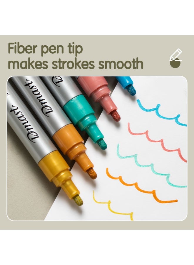 Dmast Deli Dmast EC350 Acrylic Marker Set – 6 Metallic Colors, Tip 2mm, Strong Coverage, Waterproof, Works on Multiple Surfaces - Image 3