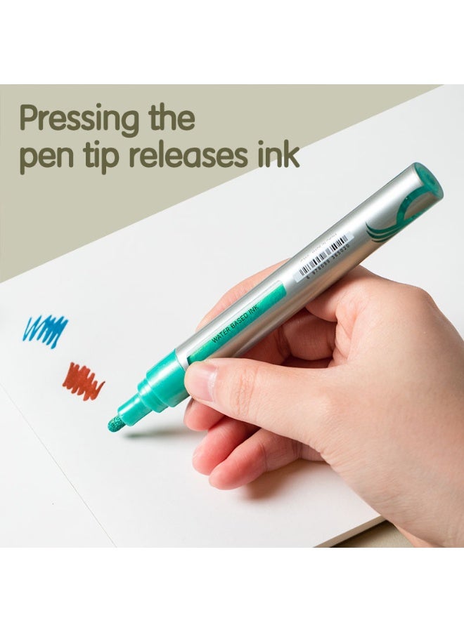 Dmast Deli Dmast EC350 Acrylic Marker Set – 6 Metallic Colors, Tip 2mm, Strong Coverage, Waterproof, Works on Multiple Surfaces - Image 2