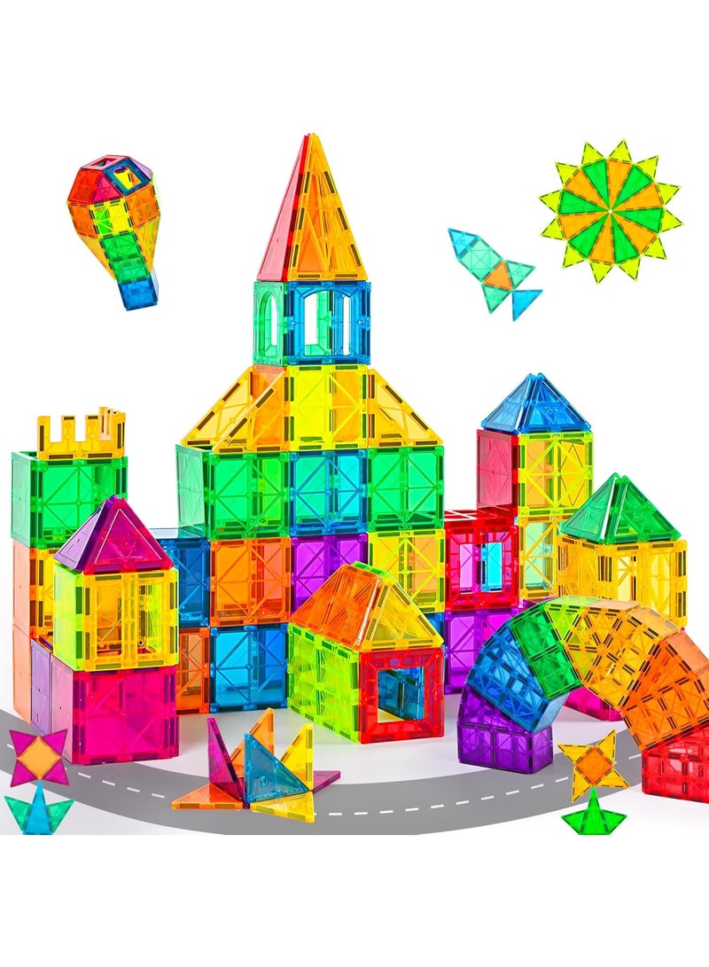 50 PCS Magnetic Tiles for Kids Ages 3+ – STEM Educational Construction Blocks – Creative 3D Magnetic Kids Toys And Games for Boys & Girls – Safe & Durable Gift Idea - Image 1