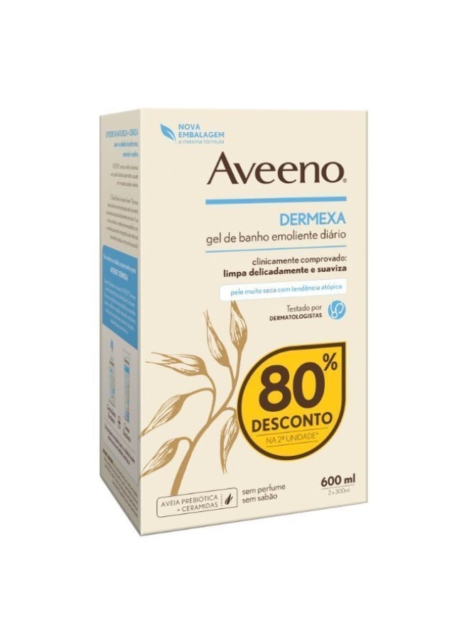 Aveeno Dermexa Duo Daily Emollient Body Wash 2x300ml - Image 1