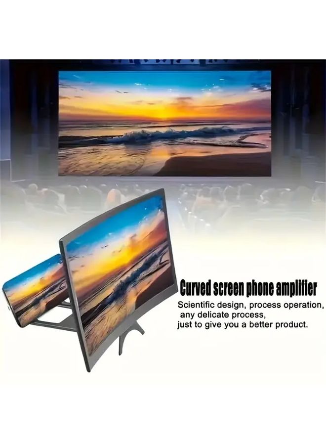 مكبر شاشة هاتف ثلاثي الأبعاد 12 بوصة أسود عالمي عالي الدقة مضاد للتوهج مع حماية من الضوء الأزرق، ملحق محمول لعرض الأفلام وألعاب الفيديو - Image 5