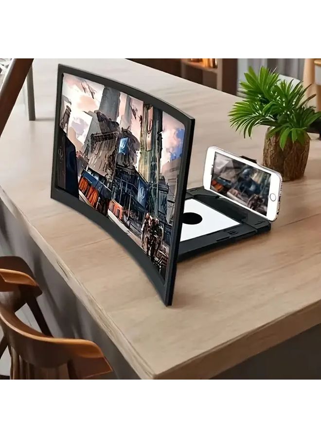 مكبر شاشة هاتف ثلاثي الأبعاد 12 بوصة أسود عالمي عالي الدقة مضاد للتوهج مع حماية من الضوء الأزرق، ملحق محمول لعرض الأفلام وألعاب الفيديو - Image 1