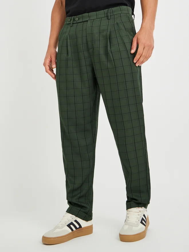 ستايلي Styli Checked Print Slant Pocket Pants