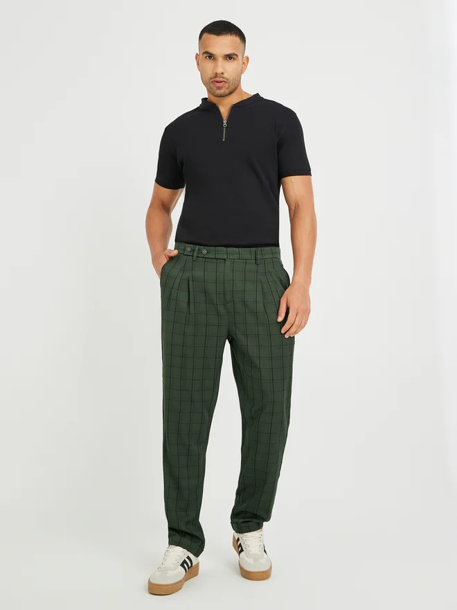 ستايلي Styli Checked Print Slant Pocket Pants