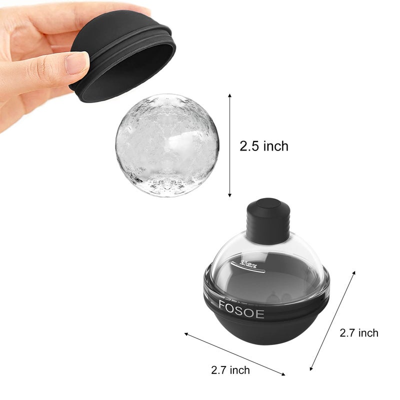 FOSOE Silicone Ice Ball Molds For Whiskey - Set Of 4 Round Makers With Lids For Cocktails  Bourbon  And Drinks - Image 2