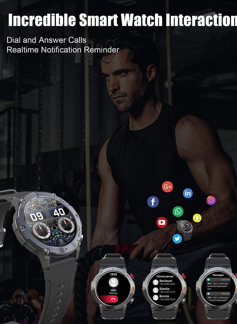 RollsTimi  Smart Watches for Men Women,  Smartwatch with Bluetooth Call IP68 Waterproof 1.32" HD Rugged Tactical Fitness Watch Tracker Heart Rate Monitor  - Image 3