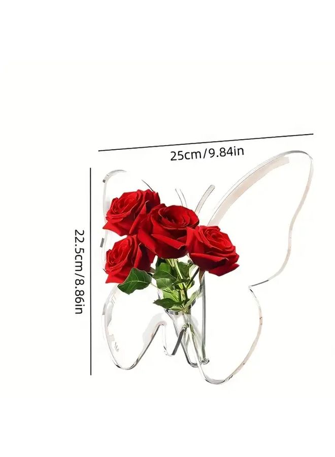 Modern Acrylic Butterfly Vase Transparent Home Office Decor Gift - Image 3