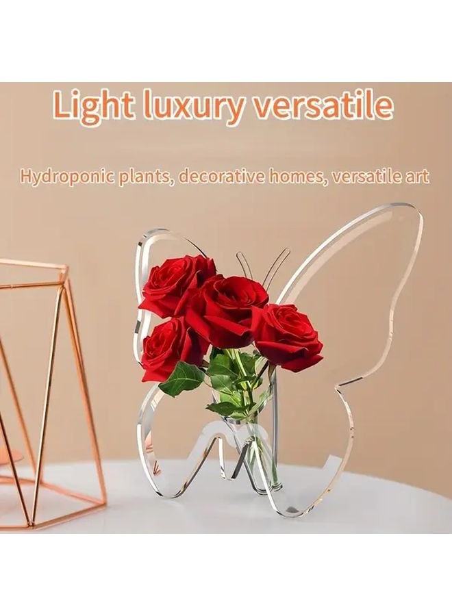 Modern Acrylic Butterfly Vase Transparent Home Office Decor Gift - Image 5