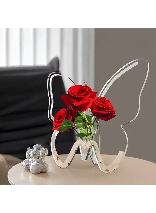 Modern Acrylic Butterfly Vase Transparent Home Office Decor Gift - Image 4