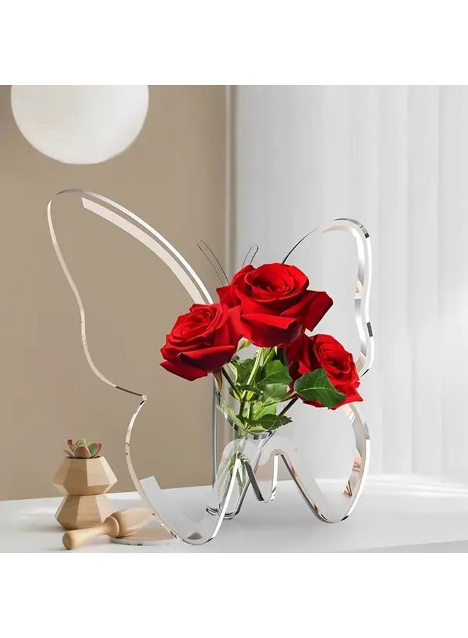 Modern Acrylic Butterfly Vase Transparent Home Office Decor Gift - Image 1