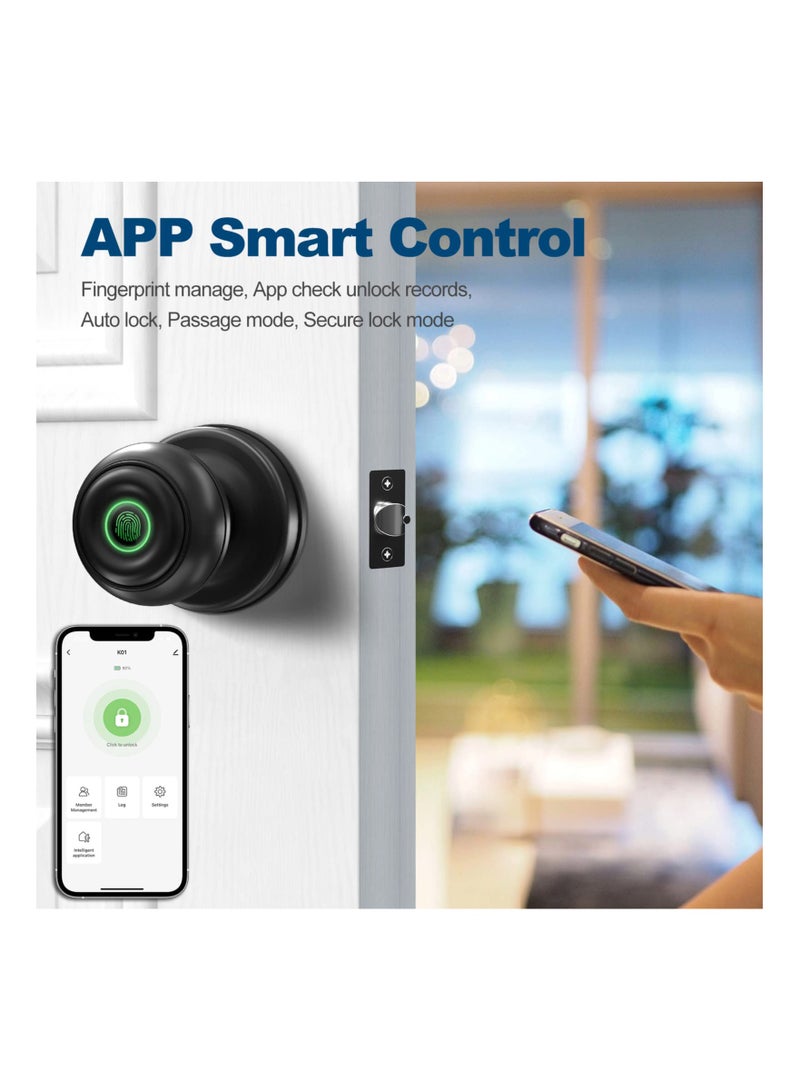SYOSI مقبض الباب الذكي SYOSI، قفل باب بيومترى بمسجل بصمة مع تحكم عبر التطبيق، قفل بصمة باب للمنزل، فندق، مكتب، شقة، غرفة نوم - Image 4