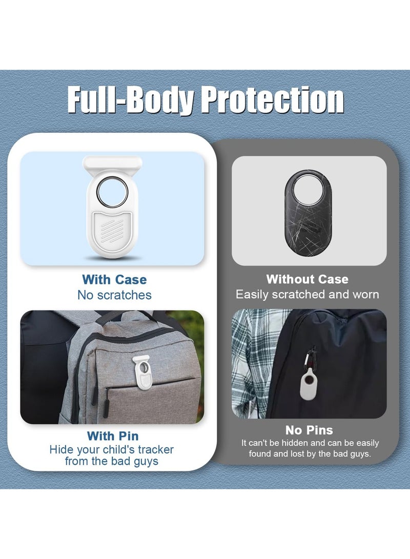 KASTWAVE Galaxy SmartTag2 Case with Invisible Pin, Full Protective Anti-Slip Waterproof Silicone Case for Samsung Galaxy Smart Tag 2 for Kids Pet Clothing Backpack Luggage (Black & White)[2 Pcs]  - Image 5