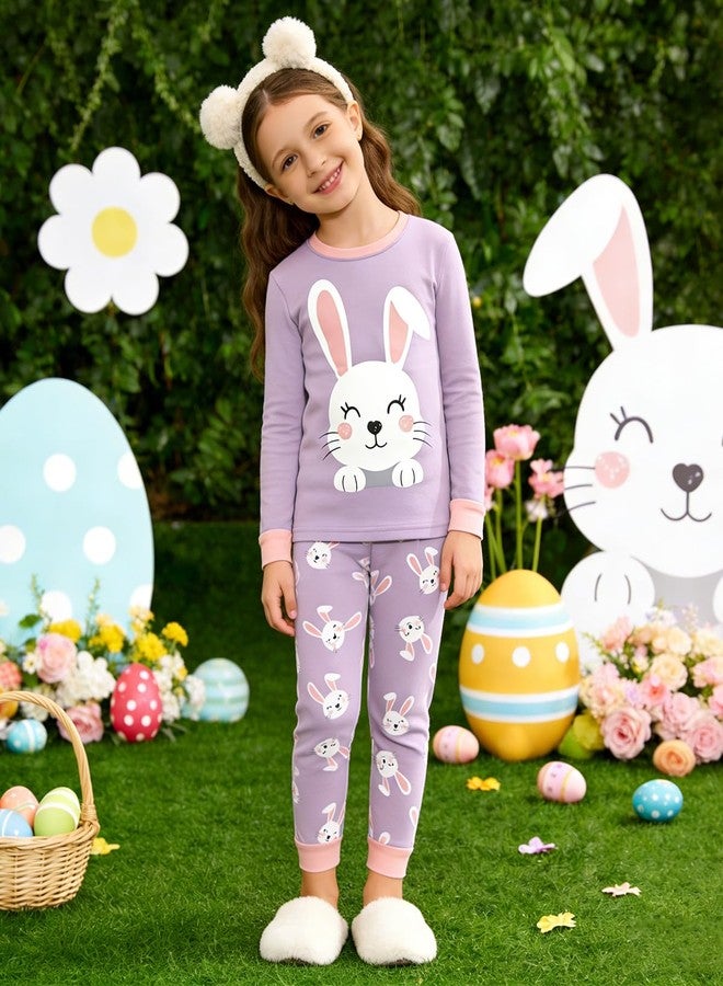 Popshion طقم بيجامات عيد الفصح للبنات الصغيرات من بوبشايون، بيجامات أرنب بأكمام طويلة، قطعتان من القطن، مقاس 2T - Image 2