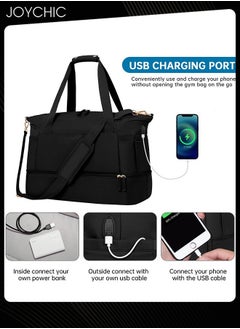 Joychic Women Waterproof Breathable Travel Duffel Bags Large Capacity Gym Bag with Dry Wet Separated Pocket for Sport Yoga Travel Fitness Black  - Image 1