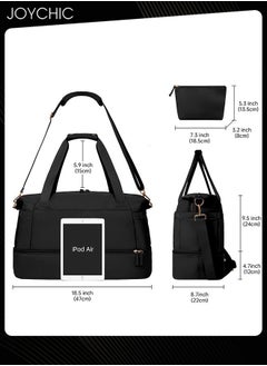 Joychic Women Waterproof Breathable Travel Duffel Bags Large Capacity Gym Bag with Dry Wet Separated Pocket for Sport Yoga Travel Fitness Black  - Image 4