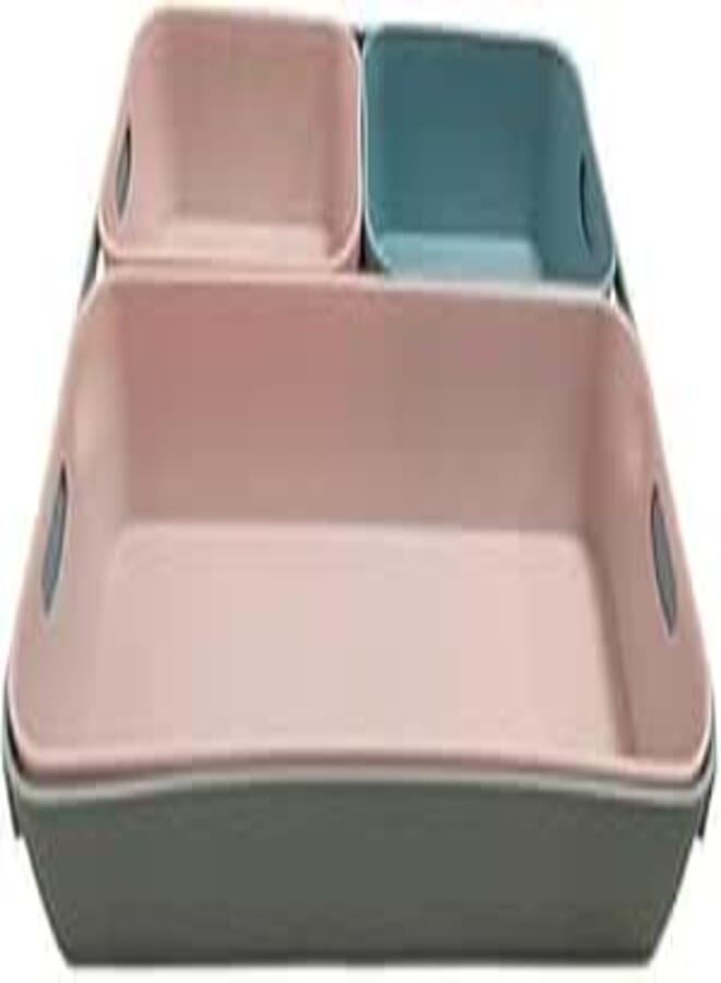 Spaceshoop 4 Pieces Plastic Desk Drawer Organizer and Storage, Stackable Vanity Organizers Bins Trays Set Drawer Dividers for Makeup Office Bathroom Dresser Kitchen, 4 Random Colors (Large)