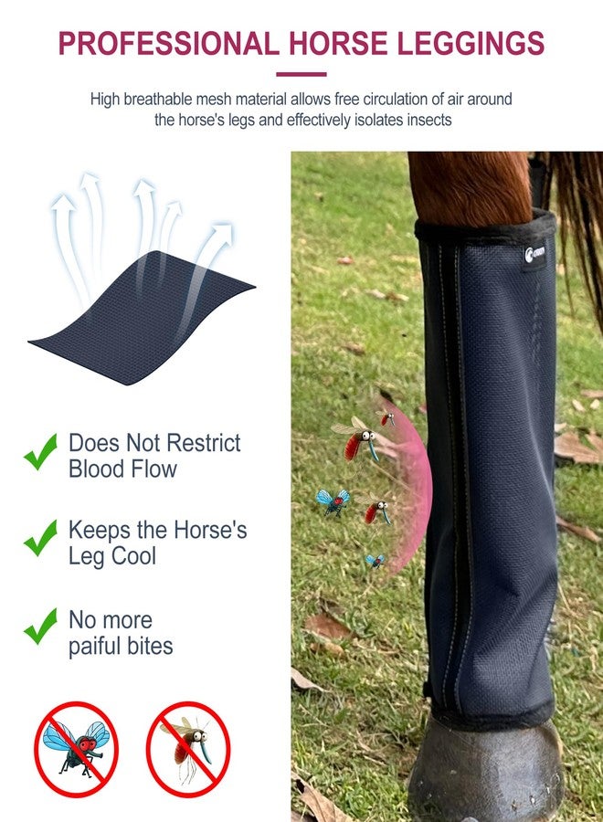 Gydoty Pony/Donkey Fly Boots Set of 4, Breathable Mesh Protectores para Caballos, Indoor & Outdoor UV Protective Leg Boots for Turnout, Lightweight Fly Protection for Horse Legs（Small, Blue - Image 3
