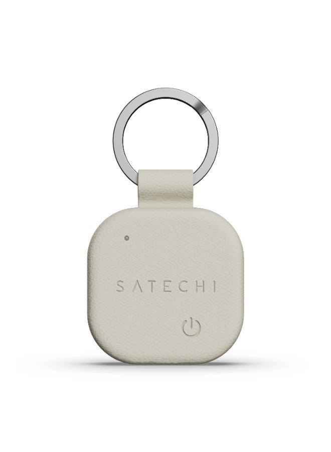 SATECHI Vegan Leather FindAll Keychain | Apple Find My Tracker, Slim Smart Secure MFi Certified, Real-Time Alert, Wireless Charging, Up to 12 Months Battery Life, Works w/ iPhones & iPads - Sand Sand - Image 1