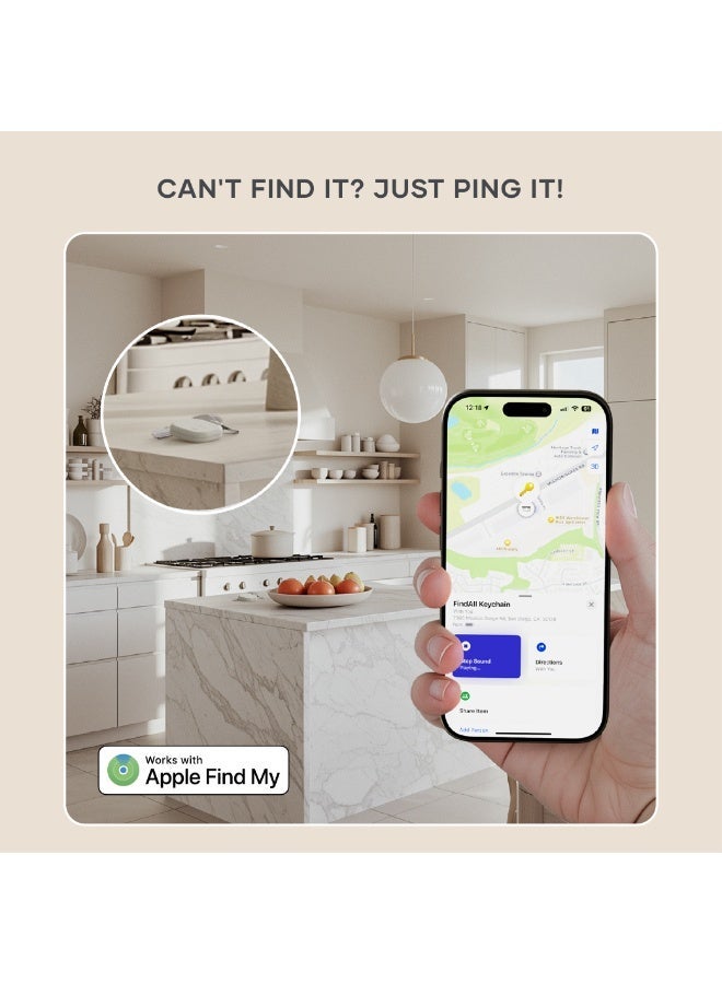 SATECHI Vegan Leather FindAll Keychain | Apple Find My Tracker, Slim Smart Secure MFi Certified, Real-Time Alert, Wireless Charging, Up to 12 Months Battery Life, Works w/ iPhones & iPads - Sand Sand - Image 5