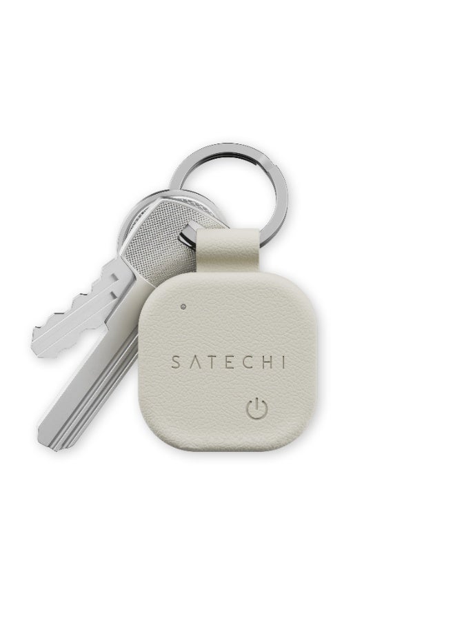 SATECHI Vegan Leather FindAll Keychain | Apple Find My Tracker, Slim Smart Secure MFi Certified, Real-Time Alert, Wireless Charging, Up to 12 Months Battery Life, Works w/ iPhones & iPads - Sand Sand - Image 2