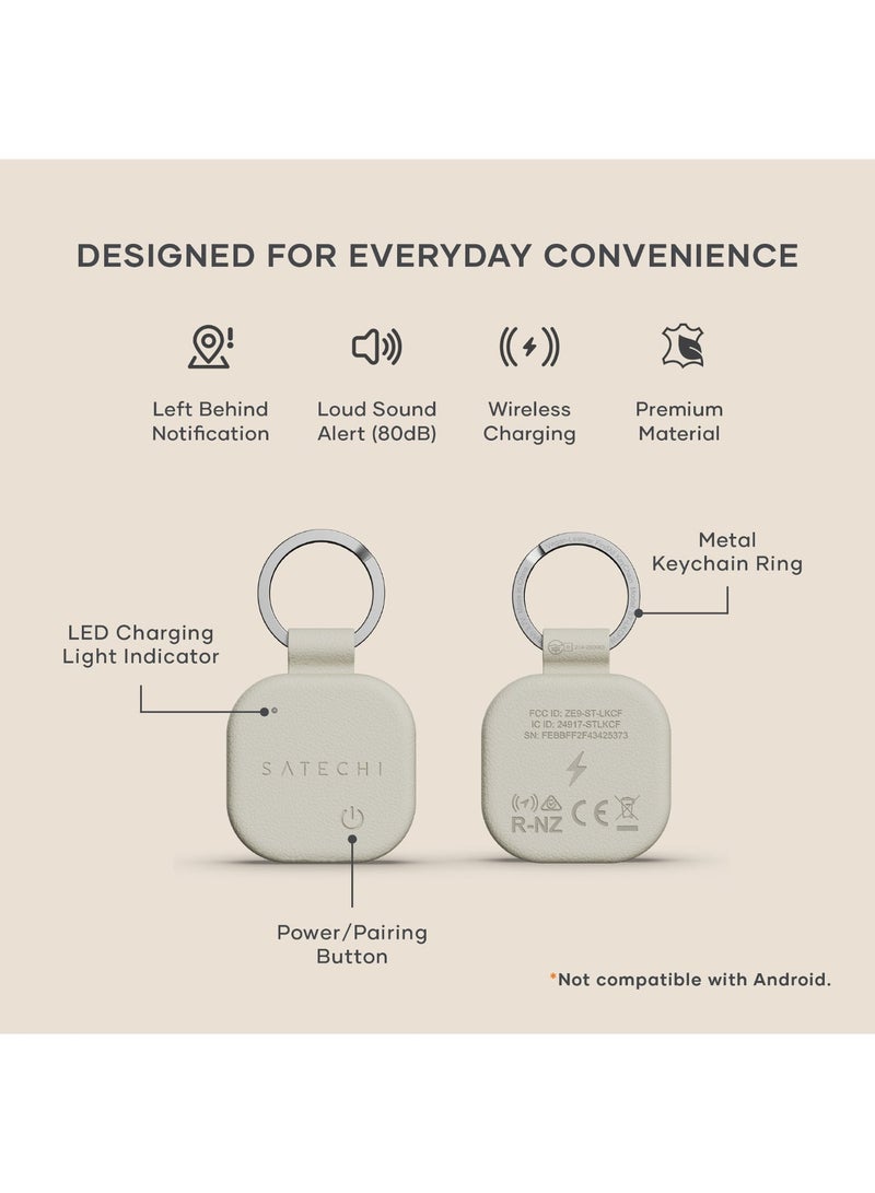 SATECHI Vegan Leather FindAll Keychain | Apple Find My Tracker, Slim Smart Secure MFi Certified, Real-Time Alert, Wireless Charging, Up to 12 Months Battery Life, Works w/ iPhones & iPads - Sand Sand - Image 3