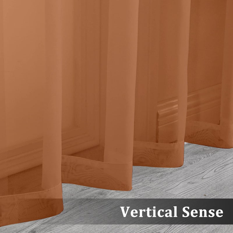 OVZME Sheer Orange Curtains 84 inch Length 2 Panels Set, Airy Soft-Touching Rod Pocket Voile Drapes for Living Room/Bedroom, Each 42" W x 84" L - Image 5