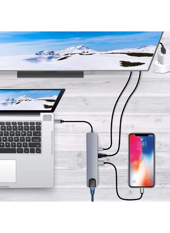 إكس أل تي محطة إرساء 8 في 1 USB C منفذ RJ45 منفذ 4K HDMI HDTV SD TF بطاقة USB 3.0 PD لأجهزة الكمبيوتر اللوحية وأجهزة الكمبيوتر المحمولة  - Image 5