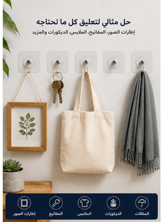 5-Piece Invisible Drill-Free Picture Hanger Set – Heavy-Duty Transparent Adhesive Wall Hooks for Picture Frames, Decorations, Keys & More, Holds Up to 5 kg - Image 2