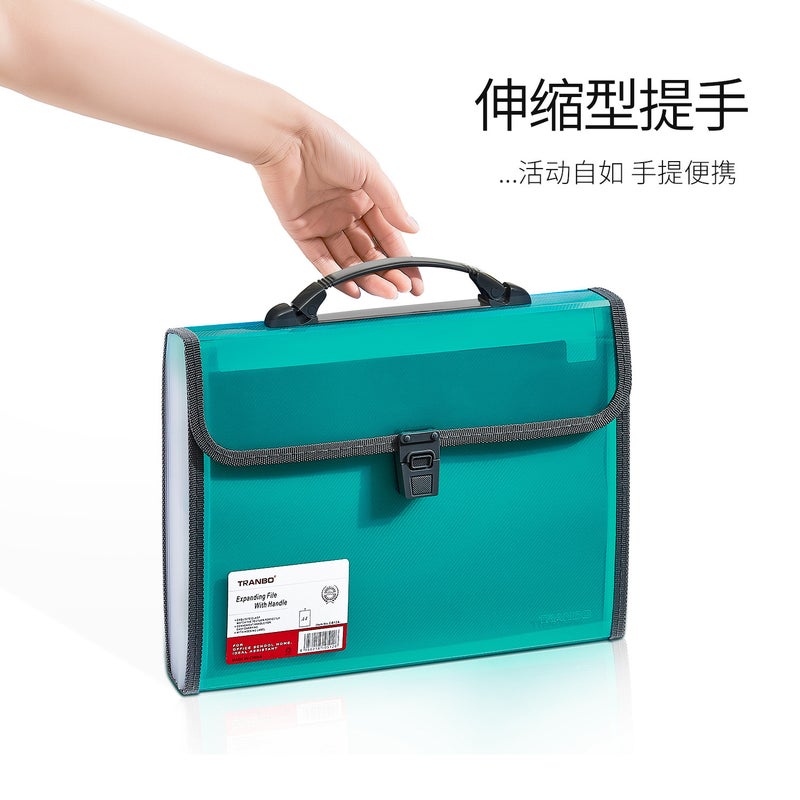 Tranbo/Full Standard A4 Portable Fashion Business Buckle 13-Compartment Fc Organ Bag Student Subject Test Paper Storage - Image 5
