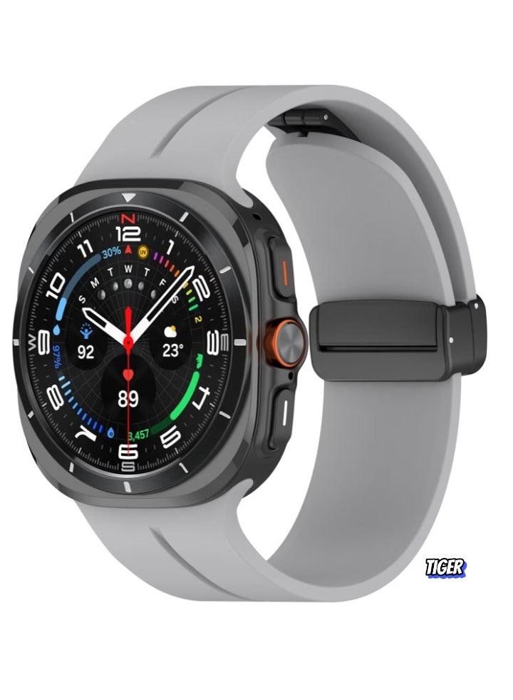 TIGER Magnetic Band Compatible with Samsung Galaxy Watch 7 Ultra 2024 – Silicone Sports Strap, D-Buckle Replacement, No Gap Design, Magnetic Closure, Stylish and Comfortable Band for Men & Women - Image 1