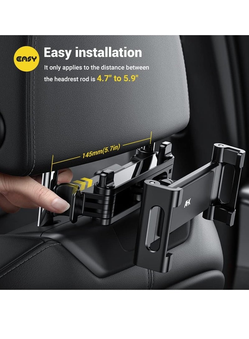 ميكسد حامل تثبيت على مسند رأس السيارة لأجهزة iPad Pro/Air/Mini اللوحية وأجهزة Nintendo Switch وiPhone وSamsung Galaxy/Note والهواتف الذكية المتوافقة مع الأجهزة مقاس 4.5 بوصة إلى 10 بوصة مع إمكانية الدوران 360 درجة - Image 2