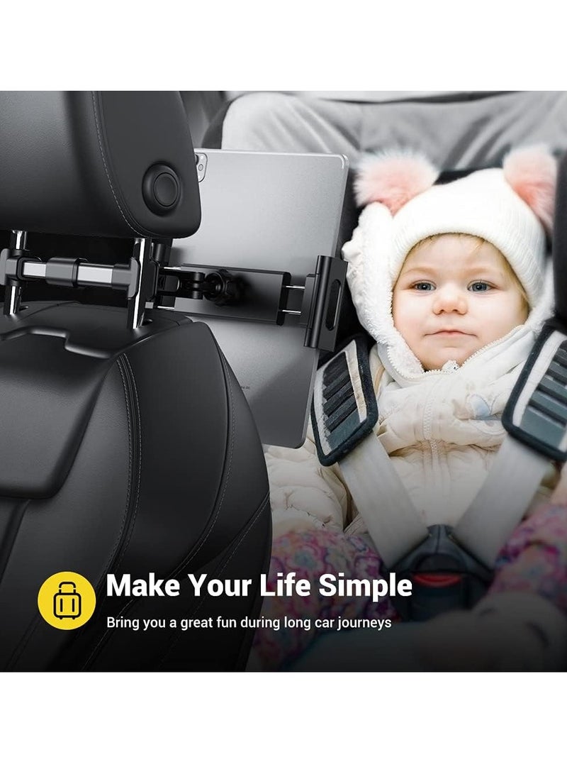 ميكسد حامل تثبيت على مسند رأس السيارة لأجهزة iPad Pro/Air/Mini اللوحية وأجهزة Nintendo Switch وiPhone وSamsung Galaxy/Note والهواتف الذكية المتوافقة مع الأجهزة مقاس 4.5 بوصة إلى 10 بوصة مع إمكانية الدوران 360 درجة - Image 4