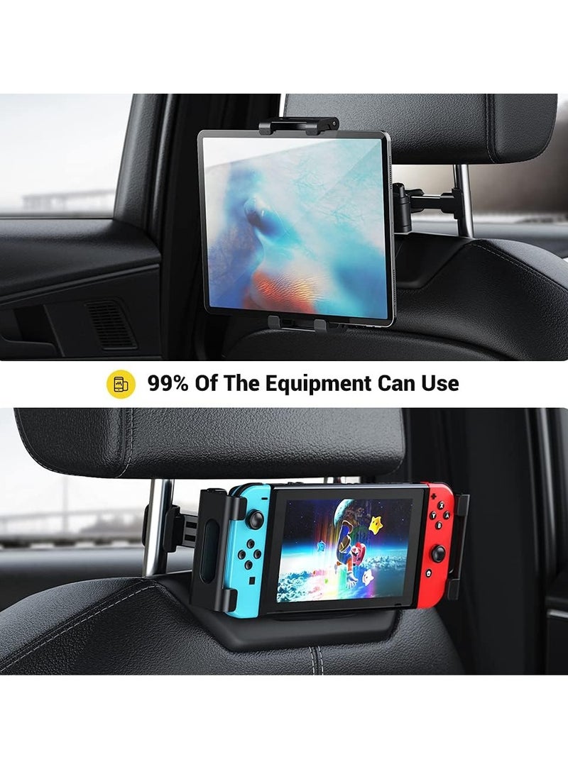 ميكسد حامل تثبيت على مسند رأس السيارة لأجهزة iPad Pro/Air/Mini اللوحية وأجهزة Nintendo Switch وiPhone وSamsung Galaxy/Note والهواتف الذكية المتوافقة مع الأجهزة مقاس 4.5 بوصة إلى 10 بوصة مع إمكانية الدوران 360 درجة - Image 5