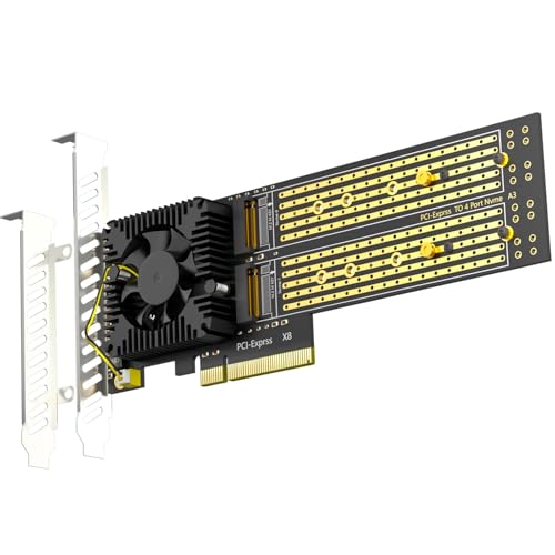 GLOTRENDS PA40 Quad M.2 NVMe to PCIe 3.0 X8 Adapter with PCIe Bifurcation, Setup Soft M.2 NVMe RAID via OS Tool (Support 22110/2280 Size) - Image 1