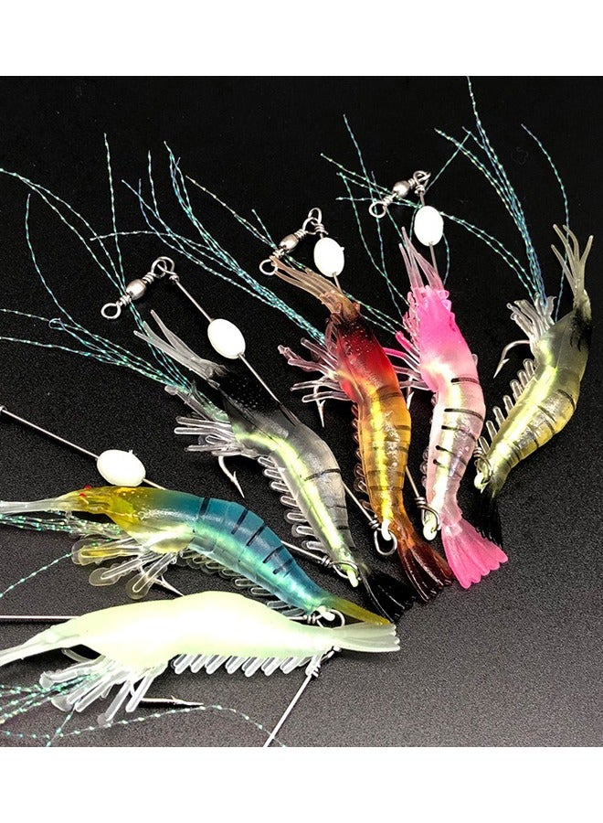 Generic 7-Piece Fishing Lures Soft Luminous Shrimp Lures Set, Shrimp Bait Set with Sharp Hooks, Fishing Tackle for Freshwater and Saltwater Bass Trout Catfish  - Image 2