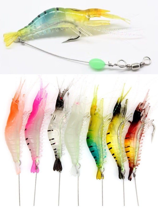 Generic 7-Piece Fishing Lures Soft Luminous Shrimp Lures Set, Shrimp Bait Set with Sharp Hooks, Fishing Tackle for Freshwater and Saltwater Bass Trout Catfish  - Image 4